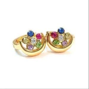 Minimalist Multicolor Mini Rhinestone Hoop Earrings